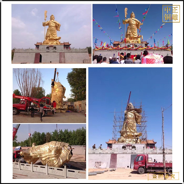 室外大型純銅關公雕像安裝